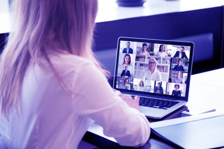 woman in an online meeting about Aptem's Microsoft Teams integration