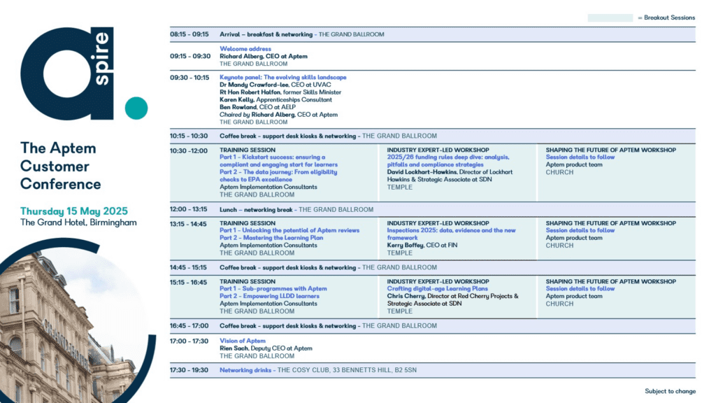 Agenda for Aptem Customer Conference 2025