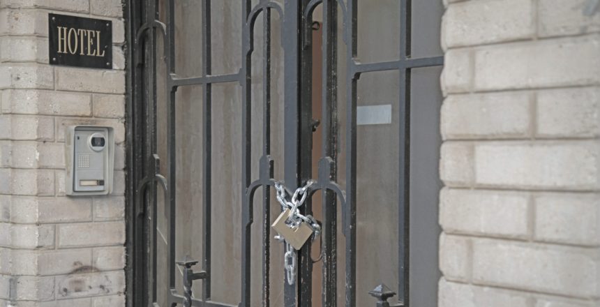 padlock on hotel gate