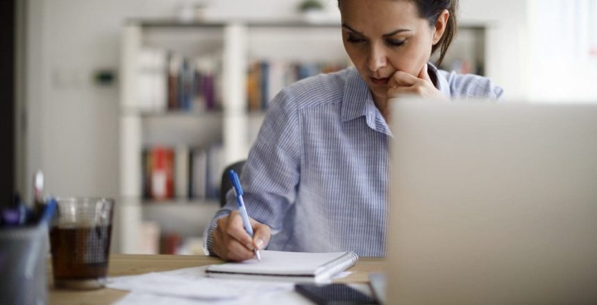 woman accessing CAEHRS from home laptop